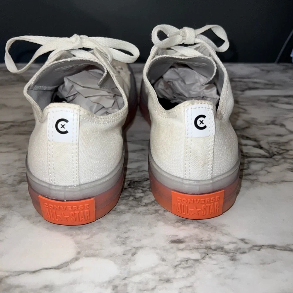 Converse White Low Top Sneakers with Pink Gradient Sole